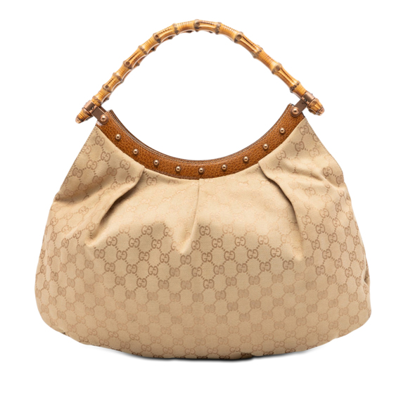 Gucci Handbags - Pre-Loved Gucci GG Canvas Bamboo Studded Hobo